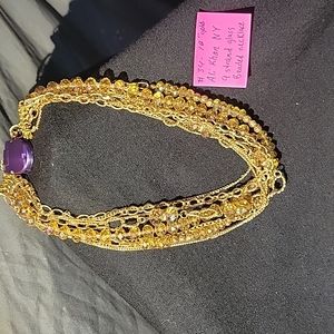 18" ali khan new york glass beaded gold necklace